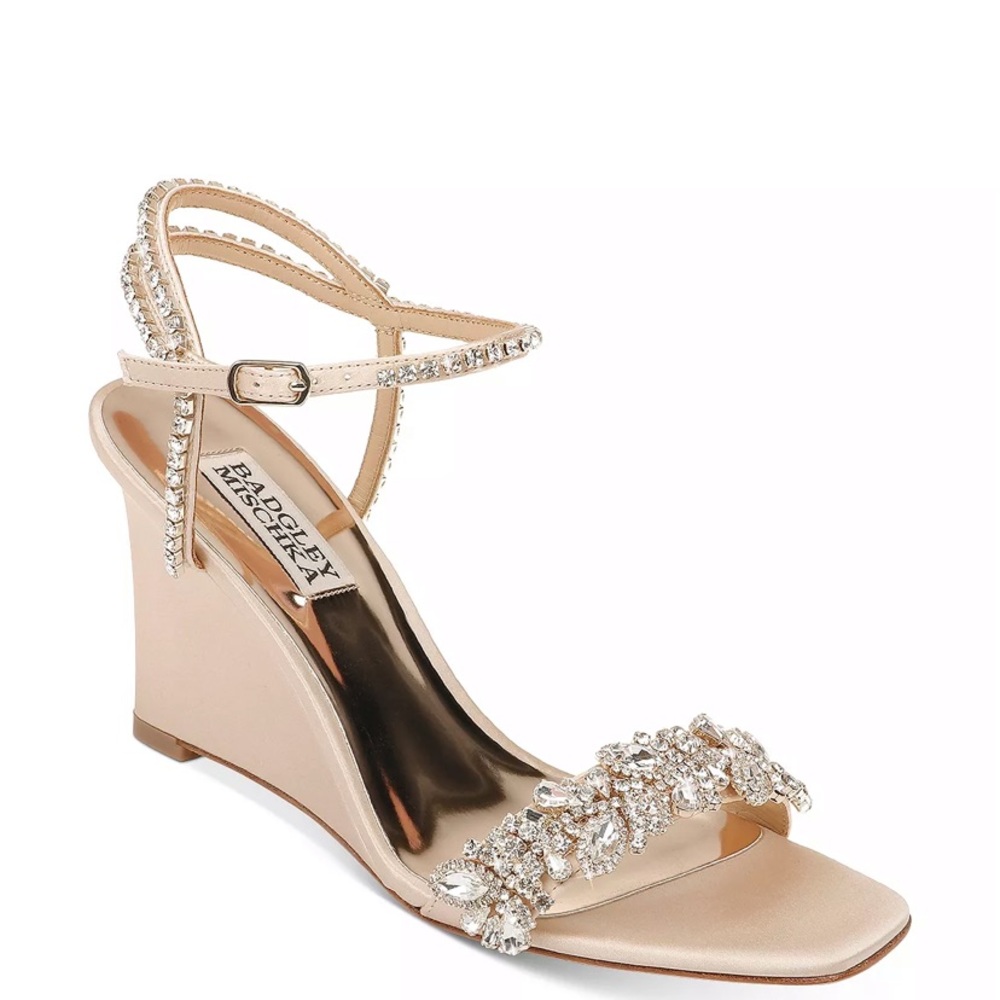 Badgley Mischka Jenna Embellished Wedge Sandals